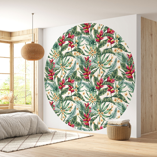 Papier peint rond / cercle - Motif botanique - 029