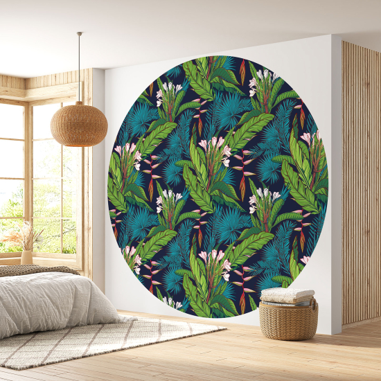 Papier peint rond / cercle - Motif botanique - 037