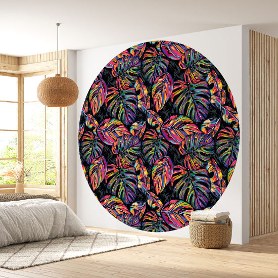 Papier peint rond / cercle - Motif botanique - 045