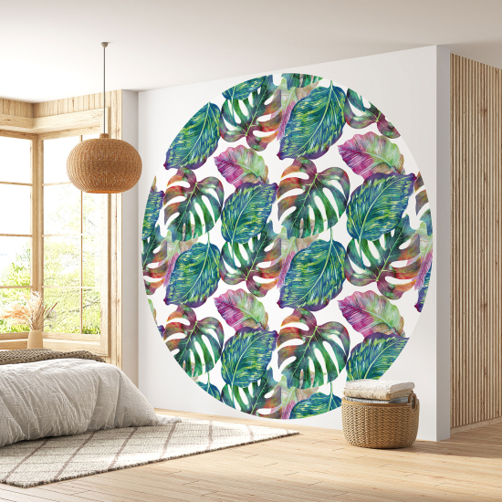 Papier peint rond / cercle - Motif botanique - 068