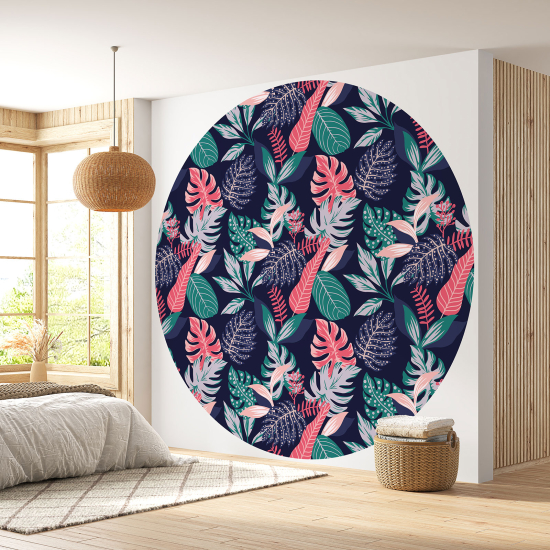 Papier peint rond / cercle - Motif botanique - 074