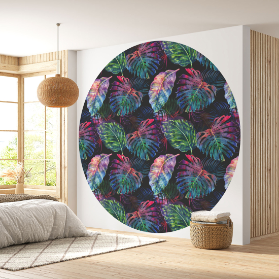 Papier peint rond / cercle - Motif botanique - 076