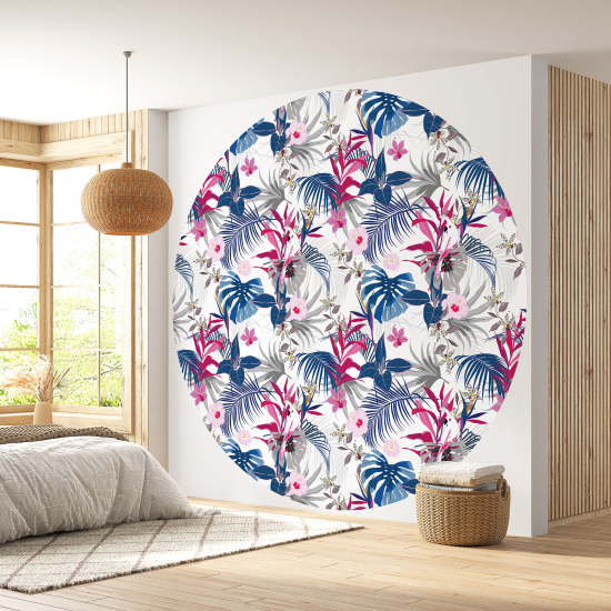 Papier peint rond / cercle - Motif botanique - 096