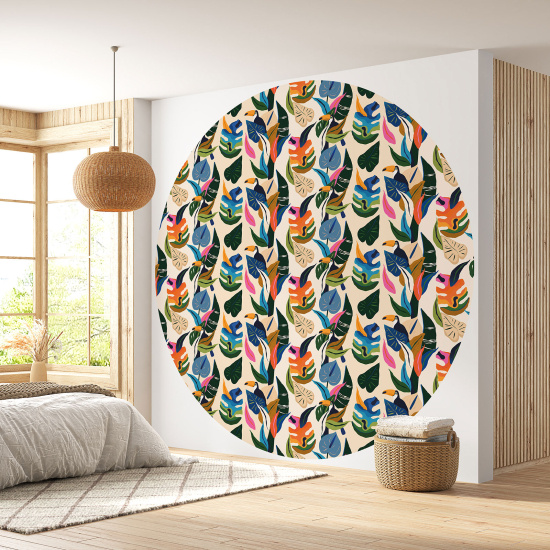 Papier peint rond / cercle - Motif botanique - 587