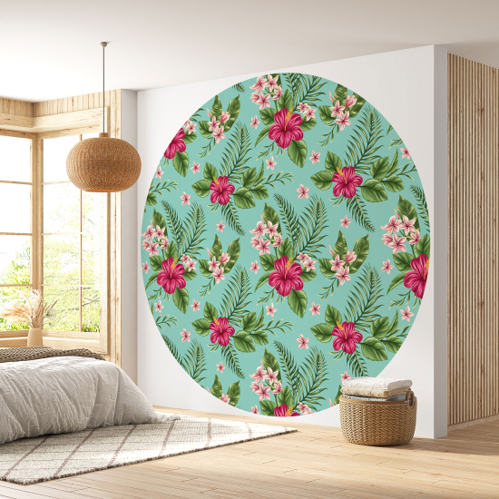 Papier peint rond / cercle - Motif floral - 019