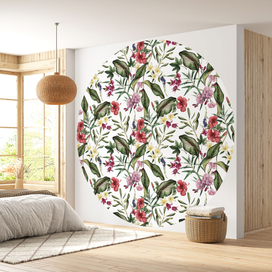 Papier peint rond / cercle - Motif floral - 041