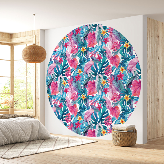 Papier peint rond / cercle - Motif floral - 062