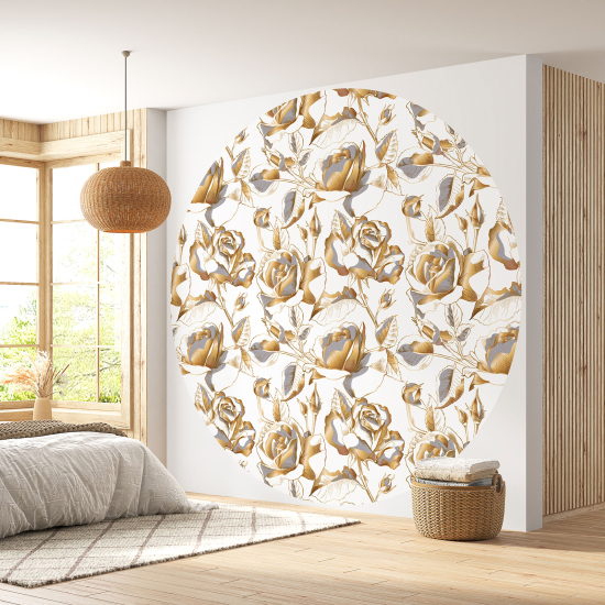 Papier peint rond / cercle - Motif floral - 067