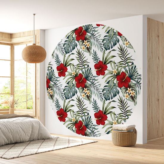 Papier peint rond / cercle - Motif floral - 120