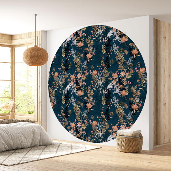 Papier peint rond / cercle - Motif floral - 134