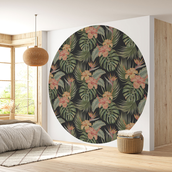 Papier peint rond / cercle - Motif floral - 139