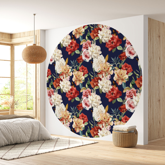 Papier peint rond / cercle - Motif floral - 149