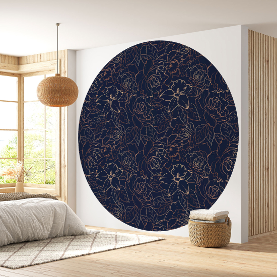 Papier peint rond / cercle - Motif floral - 160