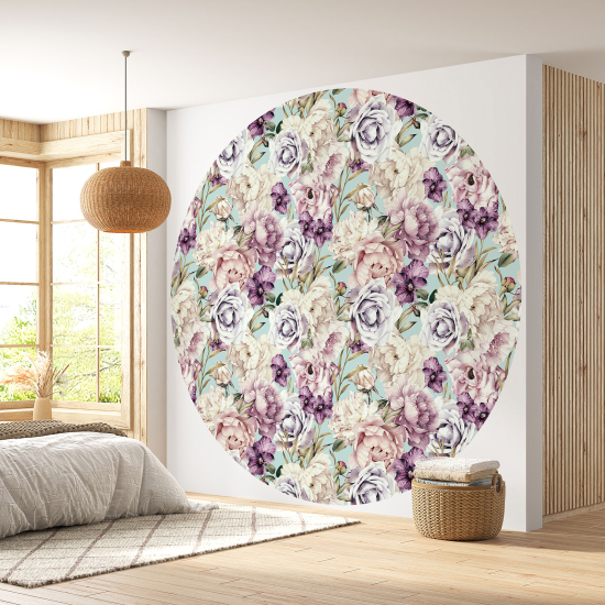 Papier peint rond / cercle - Motif floral - 162