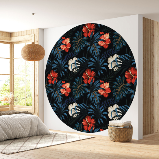 Papier peint rond / cercle - Motif floral - 167