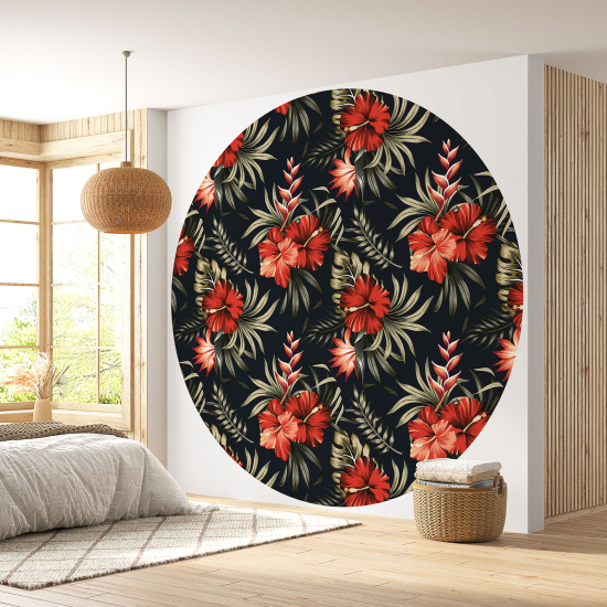 Papier peint rond / cercle - Motif floral - 171