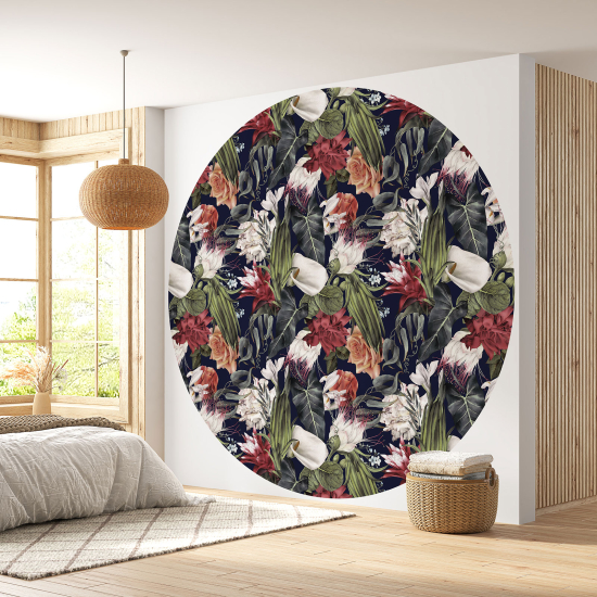 Papier peint rond / cercle - Motif floral - 173