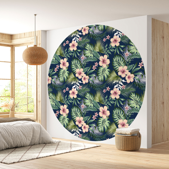 Papier peint rond / cercle - Motif floral - 184