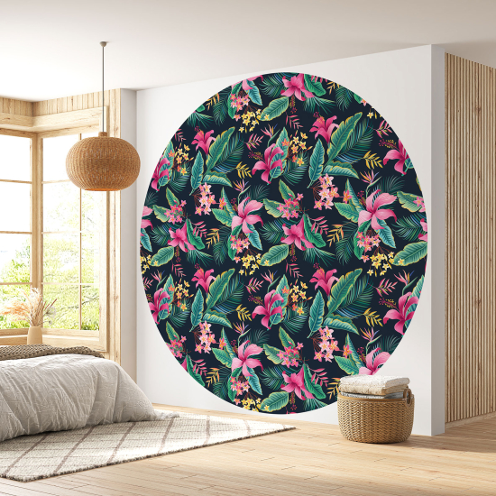 Papier peint rond / cercle - Motif floral - 190