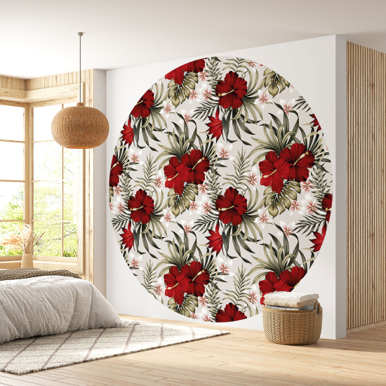 Papier peint rond / cercle - Motif floral - 196