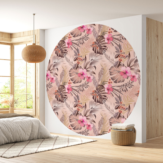 Papier peint rond / cercle - Motif floral - 203