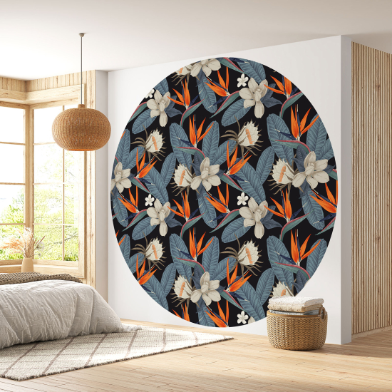 Papier peint rond / cercle - Motif floral - 205