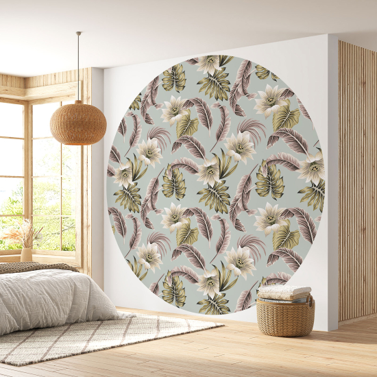 Papier peint rond / cercle - Motif floral - 212