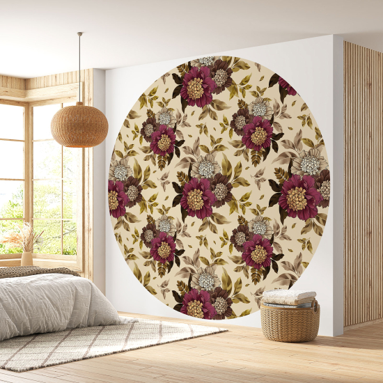 Papier peint rond / cercle - Motif floral - 219