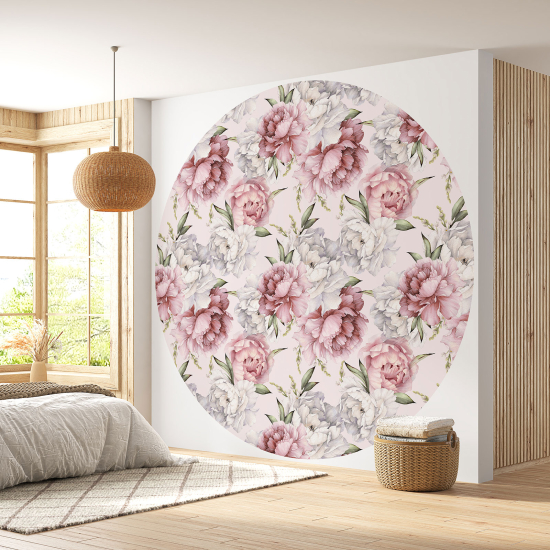 Papier peint rond / cercle - Motif floral - 256