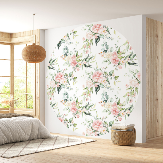 Papier peint rond / cercle - Motif floral - 260