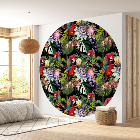 Papier peint rond / cercle - Motif floral - 263