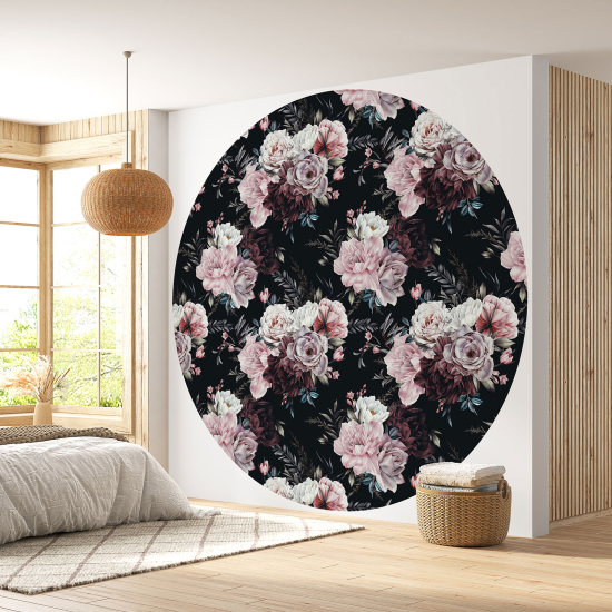 Papier peint rond / cercle - Motif floral - 277