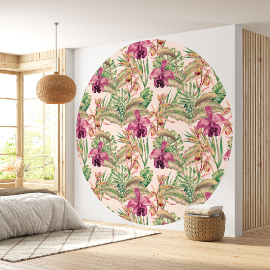 Papier peint rond / cercle - Motif floral - 279