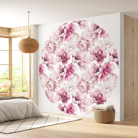 Papier peint rond / cercle - Motif floral - 298