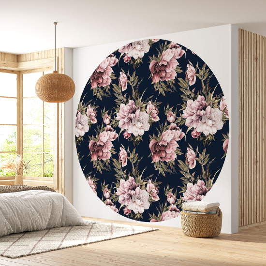 Papier peint rond / cercle - Motif floral - 300