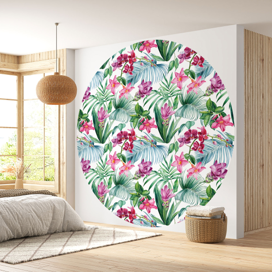 Papier peint rond / cercle - Motif floral - 310