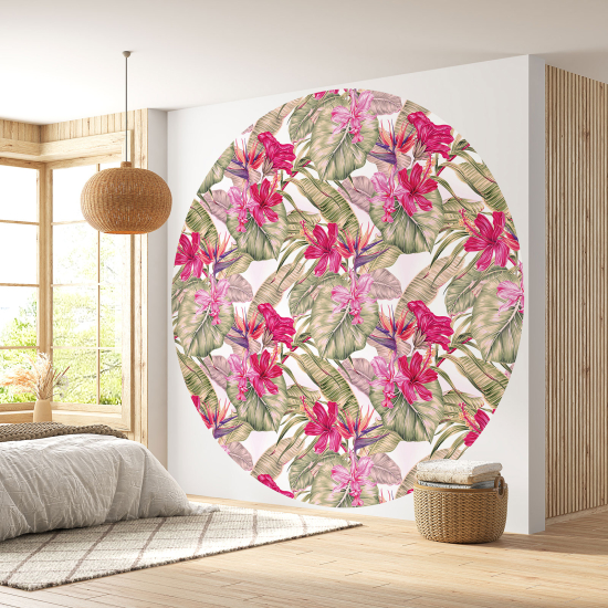 Papier peint rond / cercle - Motif floral - 365