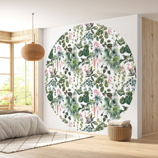 Papier peint rond / cercle - Motif floral - 371