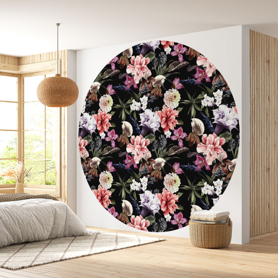 Papier peint rond / cercle - Motif floral - 396