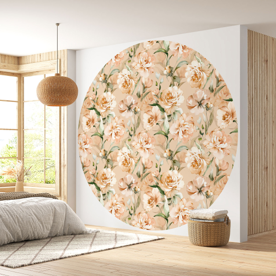 Papier peint rond / cercle - Motif floral - 401