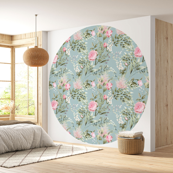 Papier peint rond / cercle - Motif floral - 402