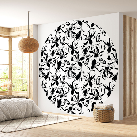 Papier peint rond / cercle - Motif floral - 404