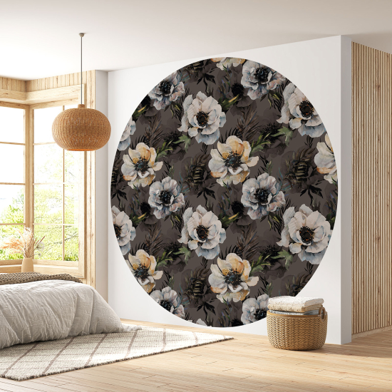 Papier peint rond / cercle - Motif floral - 405