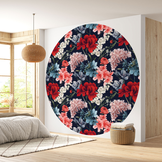 Papier peint rond / cercle - Motif floral - 410