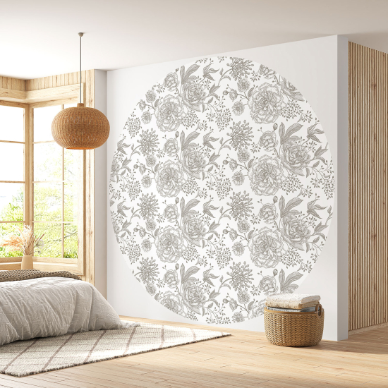 Papier peint rond / cercle - Motif floral - 489