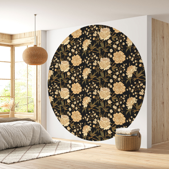 Papier peint rond / cercle - Motif floral - 502