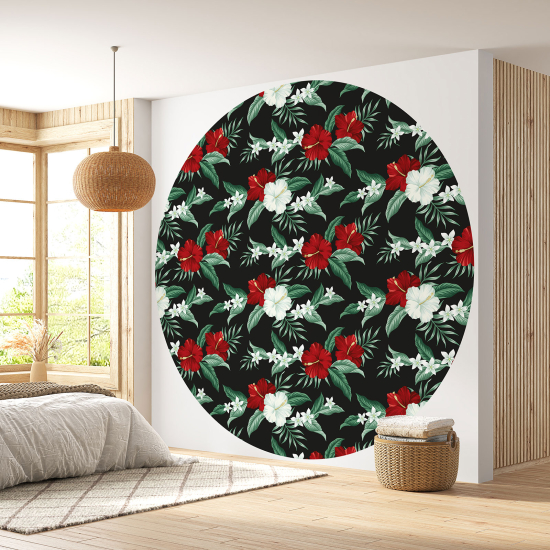 Papier peint rond / cercle - Motif floral - 503