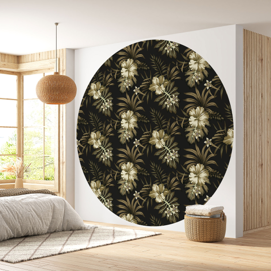 Papier peint rond / cercle - Motif floral - 521