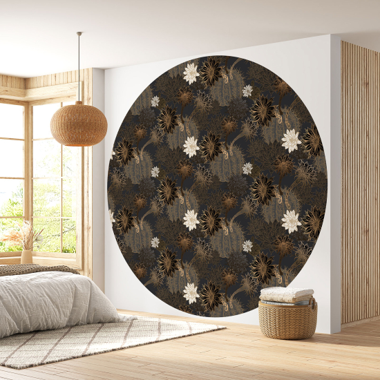 Papier peint rond / cercle - Motif floral - 532