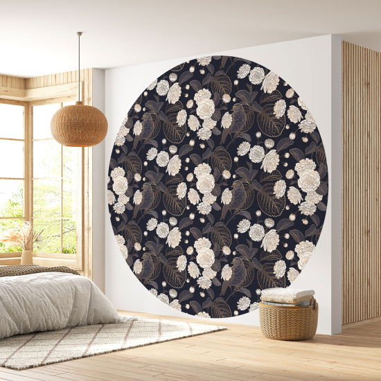 Papier peint rond / cercle - Motif floral - 561